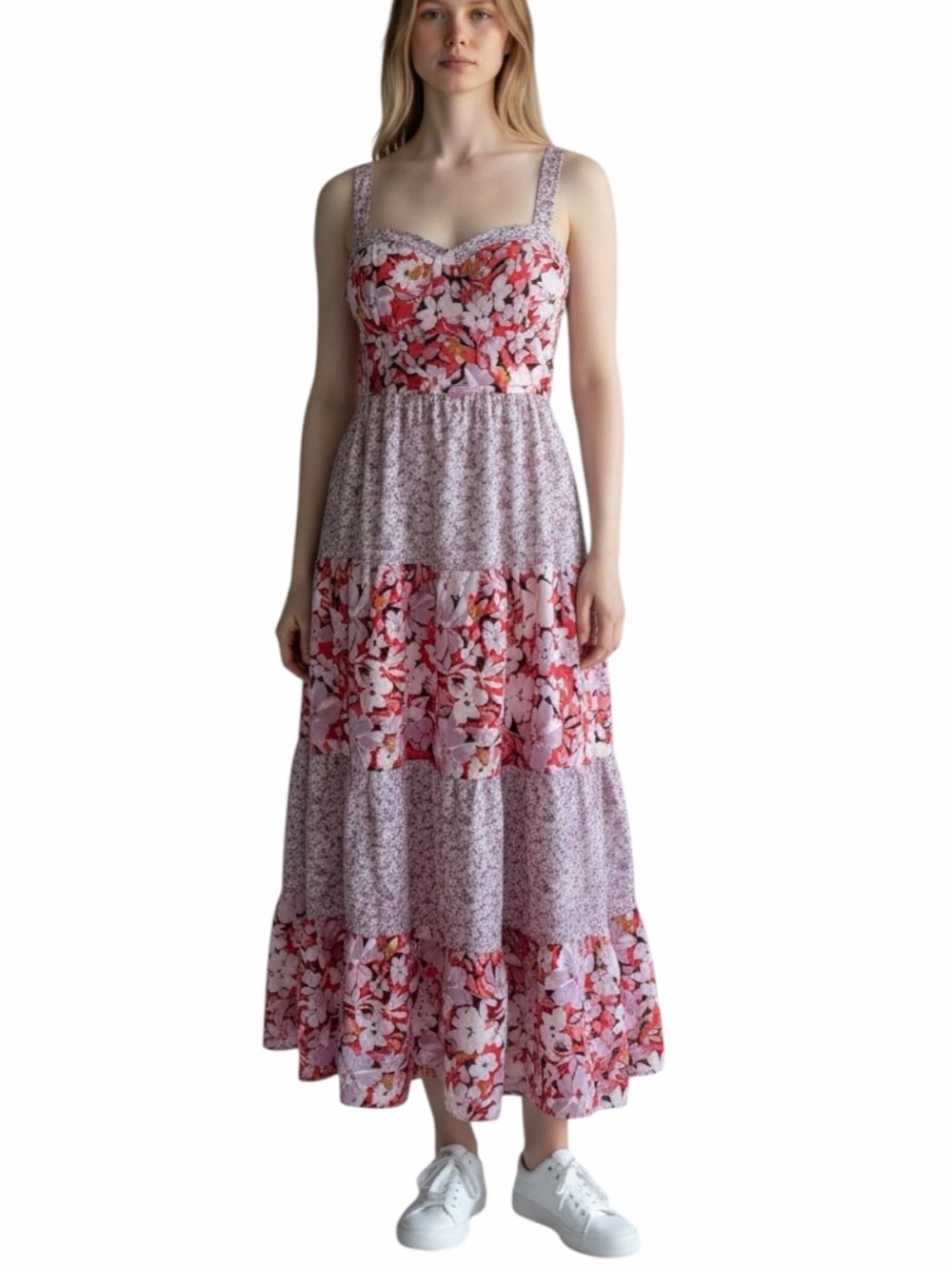 BOG Collective Red Lilac Floral Lightweight Mini Dress Size Small